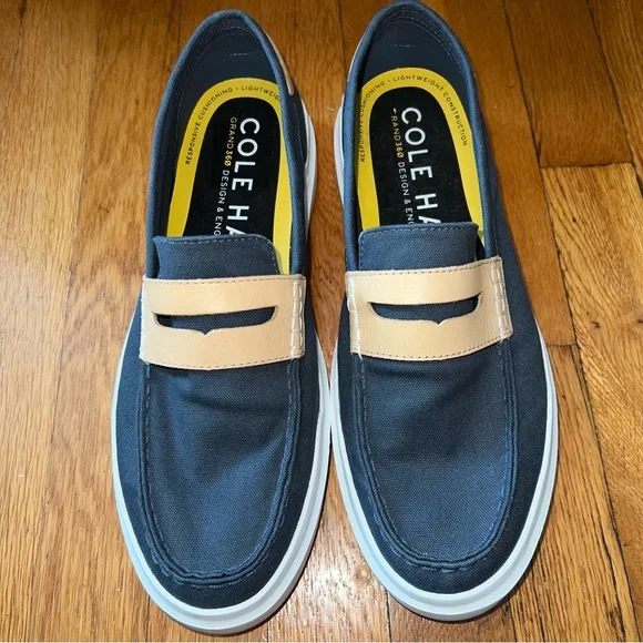 Cole Haan | Shoes | Cole Haan Navy Canvas Penny Loafers With 
